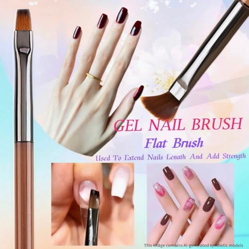 8Pcs Nail Art Brushes Set, 5 Art Liners & 3 Multi Shape Gel Builder Brushes - color: Black