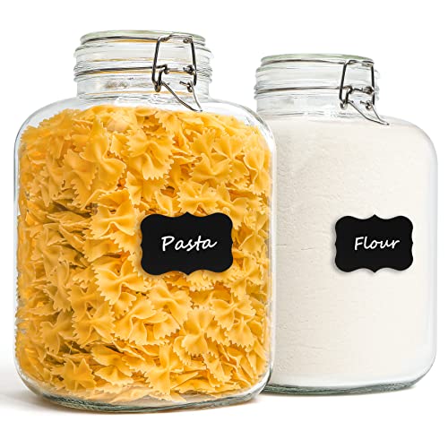 ComSaf Square Glass Pantry Jars with Airtight Lids 1.1 Gallon 2 Pack Large - size: 1.1 gallon x 2