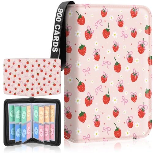 Premium 4-Pocket Trading Card Binder, 400-Card Capacity, Strawberry Pink - color: Strawberry Pink