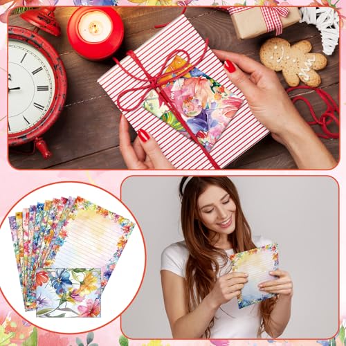 TaoBary 160 Pcs Bright Floral Stationery Paper and Envelopes Set - size: 5.5 x 8.25 Inch, style: Bright Floral
