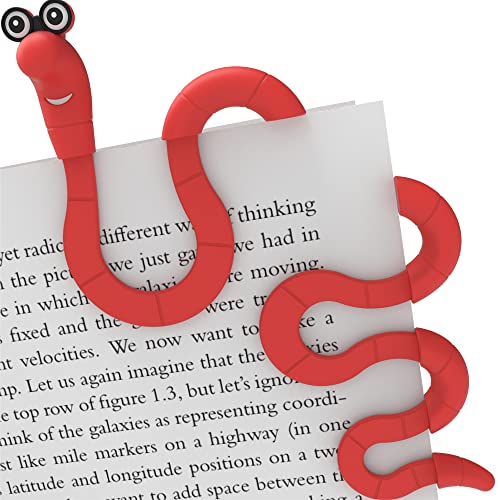 Funny Bookworm Clip Bookmarks for Kids - Red - color: Red