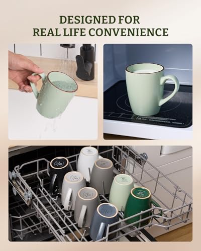famiware Venus Coffee Mugs Set of 4, 13 oz Ceramic Stoneware Mug Cup Set - color: Light Green, size: 4pcs