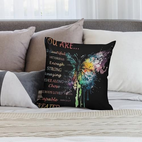 Colorful Butterfly Pillow Covers Quotes Inspirational Motivational Positive Art Home Decor Sofa Bedroom Cushion Outdoor Indoor Decorations 16 "x16 - color: Butterfly-3, size: 16" x 16" (Pack of 2)