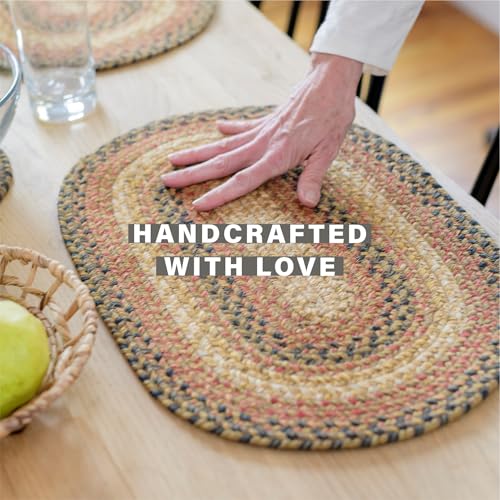 Homespice Russet Braided Placemats for Country Decor, Oval 13x19 Set of 4 - color: Russett