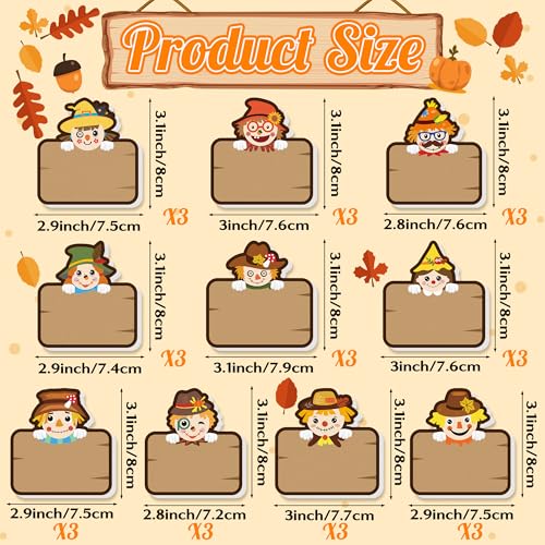 CJiangpo 30Pcs Fall Sticky Notes - Cute Scarecrow Sticky Note Pads, 600 Sheets Self Stick Notepad Memo Pads Funny Page Marker - color: Scarecrow