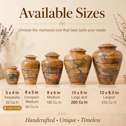 Mini Cremation Handmade Urn | 20 Cu Inches | SharingSmall Portion of Ashes | Small Wooden Keepsake Urn for Human Ashes | Decorative Memorial Ashes Keepsake - size: Small