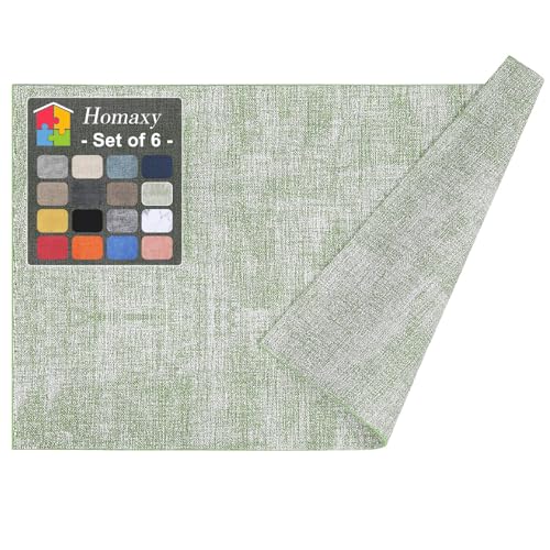 Homaxy PU Faux Leather Placemats for Dining Table, Set of 6, Grass Green - color: Grass Green
