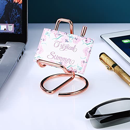 2 Pieces Metal Business Card Holder for Desk - color: Rose Gold