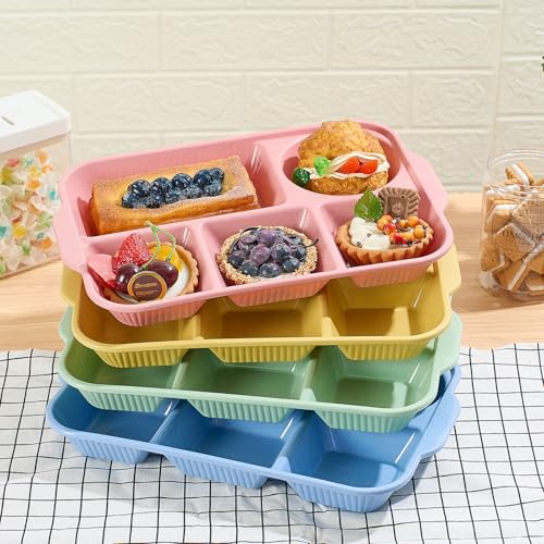 Pinkunn 8 Pcs 13'' Divided Plates for Adults Wheat Straw, Fresh - color: Fresh