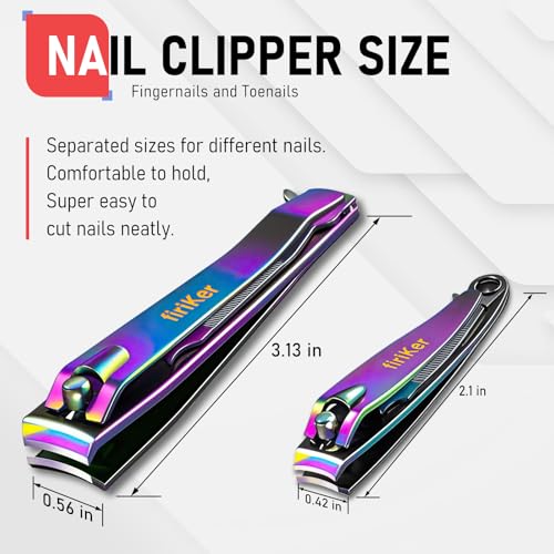 firiKer Nail Clippers with Nail File,Fingernail Clipper,Toe Nail Clippers - color: Rainbow