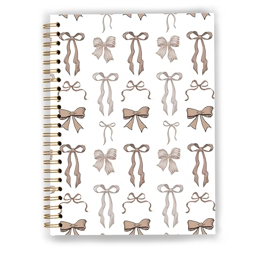 GDJIEGBC Brown Coquette Bow Notebook 5.5x8.3in - color: Color-K
