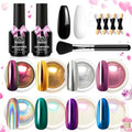 Beetles Metallic Chrome Nail Powder Kit Black White Colors Gel Polish - color: Multicolor-8-10