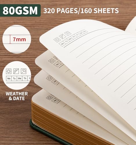 Lined Journal Notebook for Women Men, A5 Hardcover Leather Journals for Writing, 320 Pages Thick Paper, Daily Journal Notebook for Work, School, Note Taking, Business, Travel, College Ruled - color: 320 Pgs-Green 1