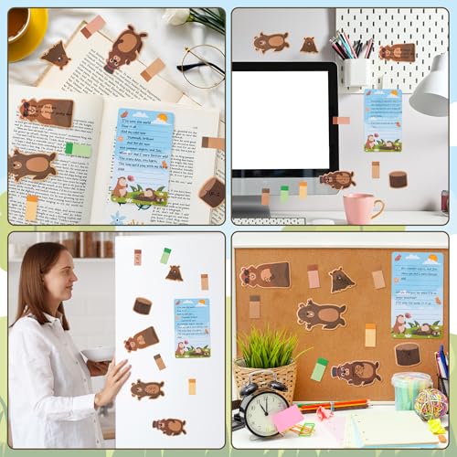 Xqumoi I Just Really Like Groundhog Sticky Notes Set - Cute Animal Self-Stick Note Pads Divider Tabs Bundle Writing Memo Pad Page Marker Back to School Office Supplies Groundhog Day Party Favor Gift - color: 1pack-groundhog