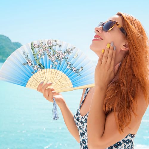 Yulejo 20 Pcs 8.27" Japanese Fan Chinese Folding Hand Fans with Tassels - style: Fresh Style