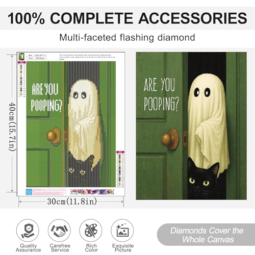 Ghost Cat Diamond Art Kits for Adults, Diamond Painting Kits for Beginner - color: JOJO-DP116