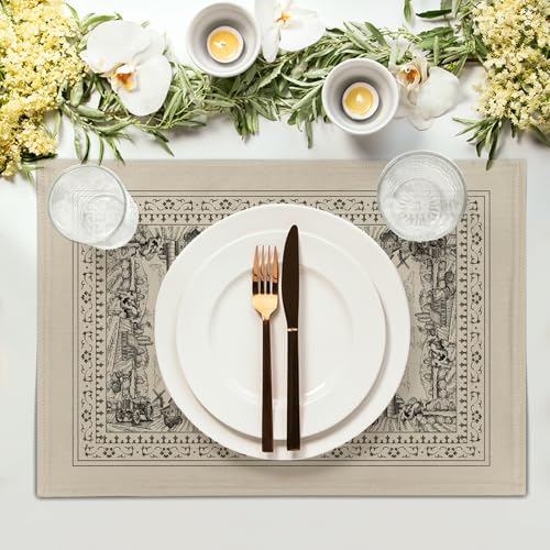 Farm Placemat Set of 4,Farmhouse Cow House Table Mat 12 x 18 Inch Vintage Animal Heat Resistant Place Mat for Party Kitchen Dining Decoration - color: Farm