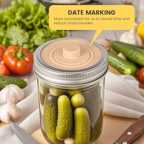 Original Patented Airlock Fermentation Lids for Wide Mouth Mason Jars, Fermenter Caps, Fermentation Kit for Sauerkraut & Pickle Kit, One Way Waterless Airlock Valve - BPA-Free (Jar Not Included)