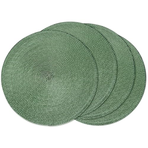 AHHFSMEI Round Placemats Set of 4 Heat Resistant Washable Non-Slip Woven Braided Table Mats for Dining Table Kitchen & Home Decor (Olive Green,4) - color: Olive Green, size: Set of 4