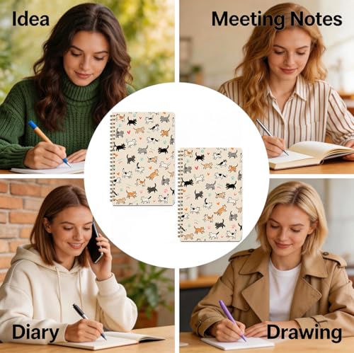 2 Pcs Cat Gifts for Women Spiral Notebook, A5 Journal Notebook 160 Pages - color: Multicolour 0021