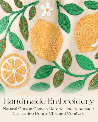 Miss Adola Embroidery Canvas Tote Bag with Pocket & Buckle - color: Lemon