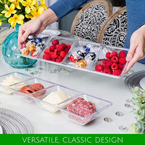 PLASTICPRO 4 Sectional Rectangle Plastic Disposable Serving Pack of 2 - color: Clear