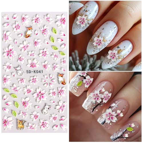 Pink Flower Nail Stickers for Nail Art Nail Decals for Women - color: Colorful-10