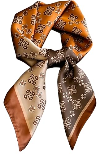 Silk Like Square Scarf for Women Men 27.5" - color: Coffee