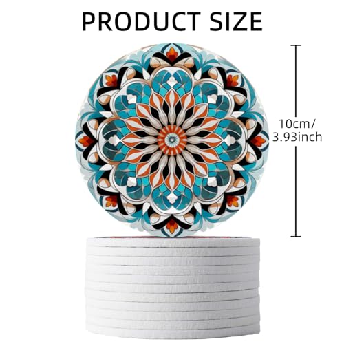 Trillionn 12 Pack Felt Cup Coasters for Drink, Absorbent Coasters for Coffee, Classical Flower Pattern Design Drink Coasters - color: Classical