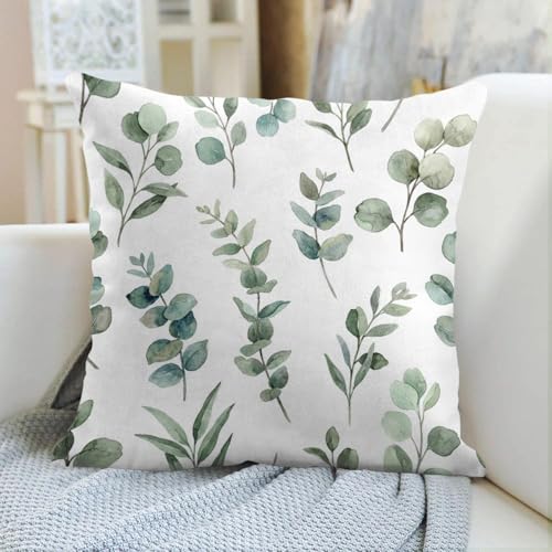 Emvency Throw Pillow Covers, 18 x 18 Inch, Eucalyptus Watercolor Greenery - size: 18" x 18" (Pack of 1)