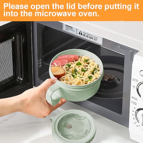 2Pack Microwave Soup Mugs with Lids,28.7oz Microwave Ramen Bowl with Lid,Improved Easy-Grip Design for On-the-Go - Holds Soup, Rice, Cereal & More - BPA-Free(Green+Beige) - color: Green+Beige 2-Pack