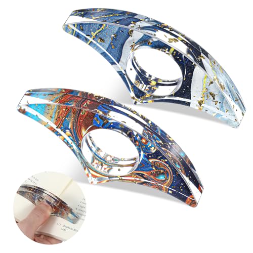 2Pcs Book Page Holder Book Thumb Page Holder Thumb Ring Books Marks for Reading Accessories Transparent Bookmarks for Women Best Friend Christmas Gifts for Books Lovers Teacher Readers(Gold) - color: Gold