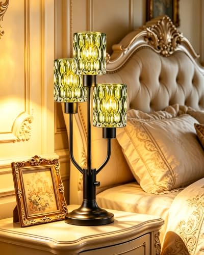 Lightdot Mid Century Modern Green Glass Table Lamp Bulbs Included Dimmable - color: 12-Black-Green-Cylinder