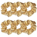 6 Pcs Satin Silk Hair Scrunchies Soft Hair Ties Fashion Hair Bands Hair Bow Ropes Hair Elastic Bracelet Ponytail Holders Hair Accessories for Women and Girls (4.5 Inch, Dark Gold) - color: Dark Gold