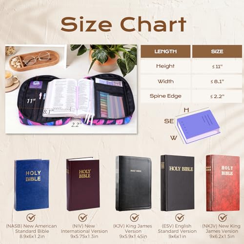 XKDOUS Bible Cover Case for Women Bible Bag Journaling Kit w/Study Supplies - color: Canvas Purple, size: Large