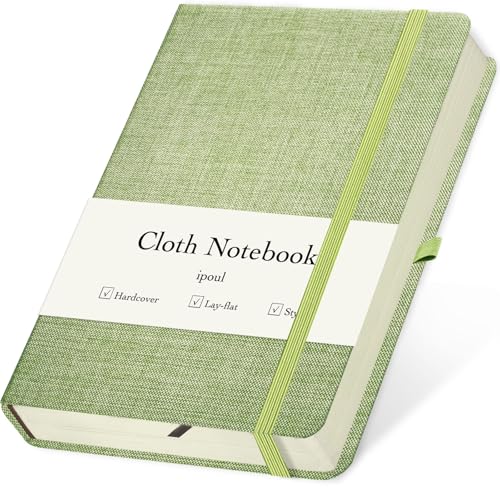 Linen Notebook, College Ruled, Hardcover, Lay Flat, B6, Small, 5x7, Thick, 100gsm, Green, Journal for Writing, Notebook for Work, Office - color: B6-Minimalism Green