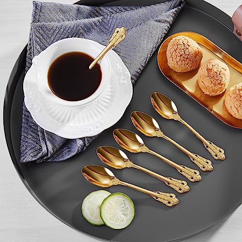 KEAWELL Luxurious 6-Piece 5.1-Inch Espresso Spoon Set (Gold) - color: Gold