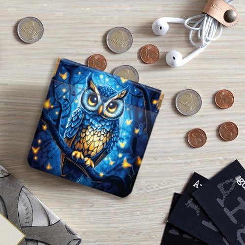 Peacoblue Colorful Owls Coin Purse,PU Leather Squeeze Pouch 4PCS - style: Colorful Owls