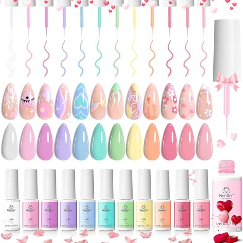 Beetles Pastel Gel Liner Nail Polish Set 12 Colors Sheer Pink - color: Unicorn