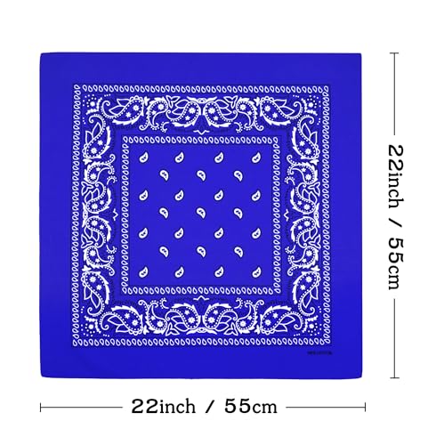 Bycc Bynn Large Soft Cotton Bandanas Pack for Men & Women 22 x 22 inches - color: Royal Blue +Black Green + Orange