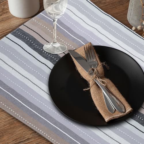 Urban Villa Two Tone Placemat Cotton Tablemat 14x20 (Set of 6) Greymulti - color: Grey Multi, size: 14" x 20"