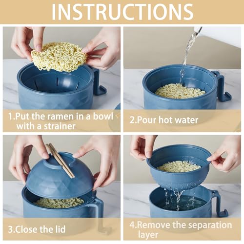 2 Sets 40 oz Microwave Ramen Bowl with Handles, Dark Green,Dark Blue - color: Dark Green,Dark Blue