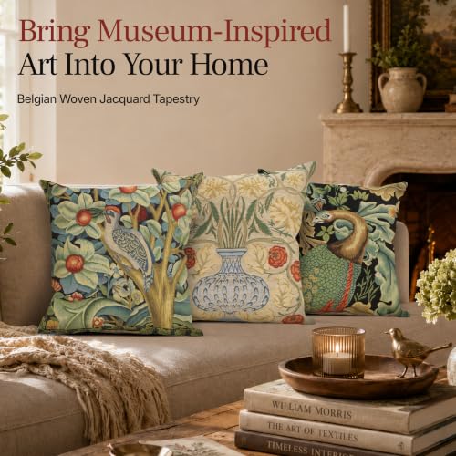 William Morris Yellow Rose Tapestry Throw Cotton Pillow Cover 18 x 18 in - color: Yellow Rose