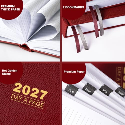 2027 Diary - Diary Full Page Per Day, Daily Planner 2027 - color: Red