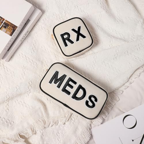 uekeboag Canvas Chenille Letter Medicine Makeup Bag(02Meds) - color: Black Meds