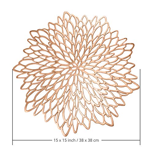 Rose Gold Round Placemats for Dinner Table Set of 6 - color: A1/Rose Gold