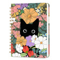 Lined Spiral Journal Notebook for Work A5, 160 Pages, Flower and Black Cat - color: FLower Cat 1