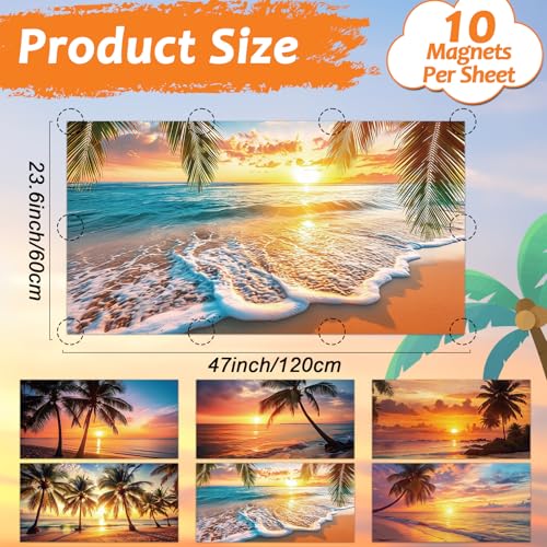 Wiooffen 6 Pcs Fluorescent Light Covers with 60 Magnets Decorative for Classroom Ceiling Light 4 x 2 Feet Magnetic Light Covers Filter Easy Install for Office Hospitals & Home(Orange Beach) - color: Orange Beach