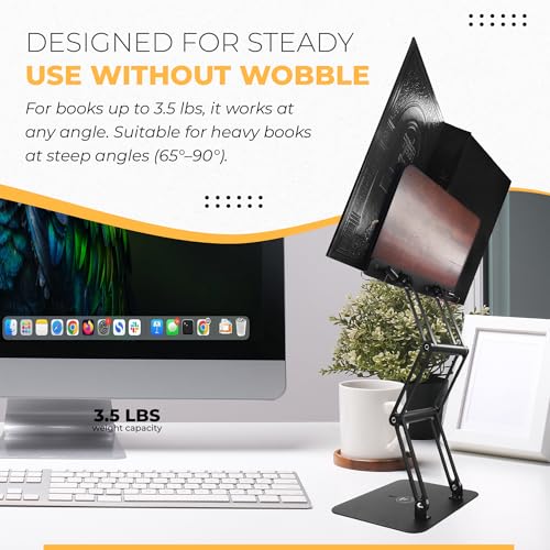 Foldable Book Stand for Reading – Adjustable Book Holder Height Up to 17.8″, Reading Stand with 13″ × 8.7″ Platform – Lightweight 3.3 lb Portability