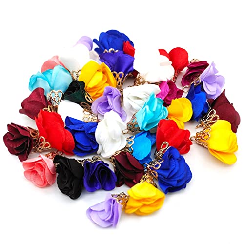 100Pcs Chiffon Handmade Tiny Soft Tassels, Mini Tassels, Assorted Colors Randomly (12) - color: 12